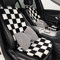 Car winter plush checkerboard seat cushion temperament goddess warm thickened car rear seat seat seat cover