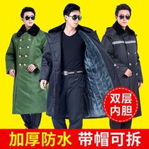 Military coat security winter jacket plus velvet thickened black long cotton-padded jacket mens winter cotton-padded jacket
