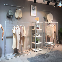 Clothing store display rack Silver floor-standing hanger Simple womens store shelf display rack side hanging clothes rack