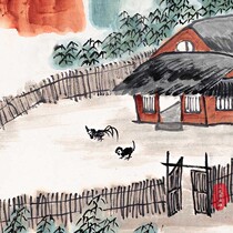 Qi Baishi ink and wash Chinese painting small banners good garden drawings decorative paintings unmounted authentic paintings freehand landscapes