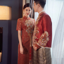 Qiong Lan toast bride cheongsam autumn wedding engagement small man Chinese door dress dress thank you banquet