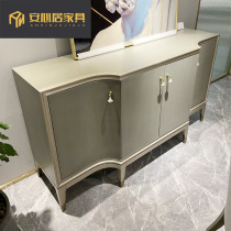 American light luxury solid wood wind shadow veneer Champagne gold entrance cabinet Post-modern simple dining side cabinet Living room door shoe cabinet
