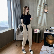 Summer temperament thin age reduction suit female fashion loose father pants short sleeve casual two-piece foreign air Net Red