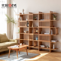 Nordic style solid wood bookcase simple Japanese bookshelf study Home combination storage storage display cabinet bogusan ancient shelf