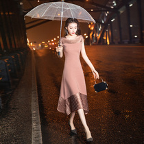 Evening dress dress female autumn temperament banquet high-end celebrities luxury design sense high-end usually wear small summer
