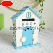 Wall decoration mailbox hanging wall creative cute hanging board wooden shop simple background wall sofa wall cartoon Nordic flower flower shop