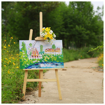 Shadow Building Children Photography Props Baby Exterior View Brigade Shooting of Painted Frame Sketchpad Original Wood Color White Exhibition Shelf