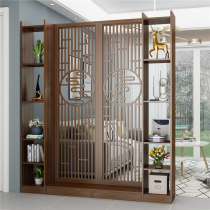 Screen living room partition cabinet entrance shoe cabinet Chinese antique double-sided solid wood wine cabinet Simple modern wall entry cabinet