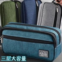 Simple pencil case large capacity female middle school student Boy junior high school student ins Japanese pencil bag advanced sense Net red canvas stationery bag high school student college student Pencil Case
