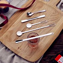 Mixing spoon 304 stainless steel small coffee spoon with hole long handle can hang stick creative cute short mini 10cm