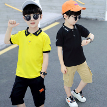 Boy Short Sleeve Suit Summer Thin polo shirt Two sets Chaos cool handsome CUHK Childrens summer clothes