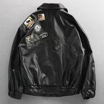 European and American Tide brand loose puleather jacket plus velvet thickened trend pilot large size jacket locomotive clothing leather men tide