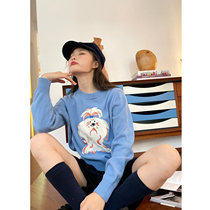Hello Canon original pattern knitted sweater round neck pullover early autumn long-sleeved short top women 2022 new