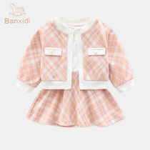 Baby girl clothes autumn and winter suit dress baby princess skirt girl plus velvet winter dress one year old dress dress dress