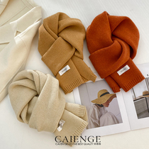 2021 new scarf women winter Korean version of Joker warm Klein blue solid color wool knitted short scarf neck