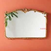  European-style dressing mirror Retro bedroom wall-mounted American desktop carved makeup mirror desktop palace bathroom bathroom mirror