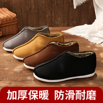 Old Beijing cloth shoes mens cotton shoes winter plus velvet warm handmade multi-layer non-slip outdoor leisure boots