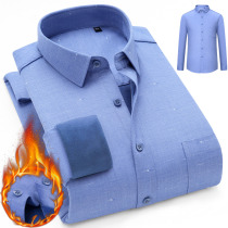 Winter mens warm underwear Long sleeves Cavet Thickened Shirt Mid youth Daddy Dress Shirt Printed Male blouse