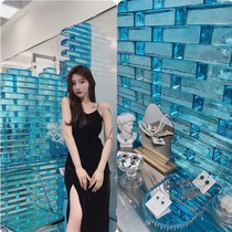Solid glass brick partition wall Transparent square background wall decoration Hotel bar crystal brick square box customization