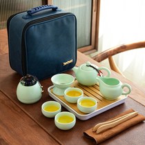 Kung Fu tea set home simple ceramic bubble teapot small set outdoor portable travel tea set set custom logo