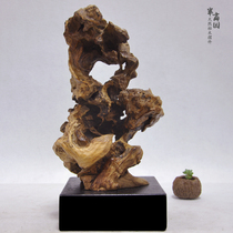 Dead wood with marble base root carving Tea Room Villa club soft decoration handicraft case tea table ornaments