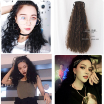 European and American big girl black hiphop hip-hop small roll corn hot strap type medium long roll ponytail wig female