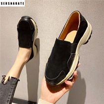 Single shoes womens leather shoes leather foreign style pregnant womens shoes large size feet puffy large size casual Korean version of simple Joker spring and summer