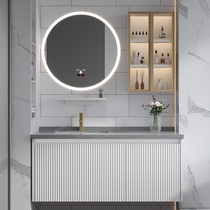 Light luxury rock board bathroom cabinet combination Modern simple intelligent induction washstand bathroom hand washing washbasin customization