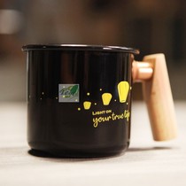  Taiwan hair Truvii wood handle enamel cup Sky lamp temperature-sensitive color-changing cup (Beech) Camping cup 400ml