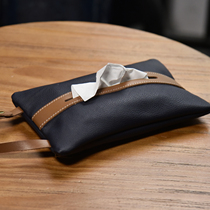 The first layer of soft kraft paper towel storage bag car hanging paper box home leather multi-purpose paper towel set hanging dual-use