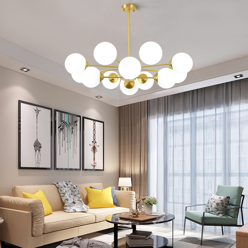 [$185.69] Nordic style chandelier all copper living room lamp modern