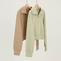 ^@^ Autumn heavy Japanese fashion style high polo shirt collar comfortable wind sweater short pants set