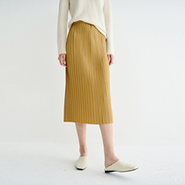 ^@^(QZ0810901) Line Art Beauty High Waist Skirt Slim Cover Long Pleated Skirt