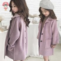 Girl Autumn Winter New 2022 CUHK Scout Double Face Giant Coat Korean Version Children Autumn Winter Clothing Gross Coat Big Coat