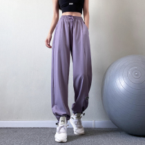 Lan Tattoo Summer Sports Pants Women With Slim Loose Bundle Feet Fitness Speed Dry Running Guard Pants Casual Yoga Long Pants Thin