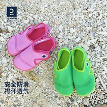Di Cannon men and women Sandals Shoes Indoor Beach Shoes Children Soft Bottom Breathable Net Face Summer Non-slip Magic Sticker OVS