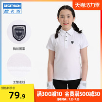 Decathlon childrens quick-drying POLO shirt Short sleeve T-shirt lapel childrens summer equestrian clothing Equestrian sports IVG1