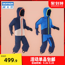 Decathlon childrens ski clothes one-piece three-in-one ski pants ski pants ski gloves detachable KIDK