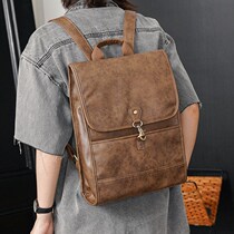 Retro Trend Double Shoulder Bag Han Edition Young Mens Bag Casual Pure Color Computer Backpack Students Bag Japan travel bag