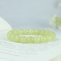 Natural Hetian jade Xinjiang Ruoqiang yellow mouth single circle hand string old bead 108 necklace round bead bracelet old bead string