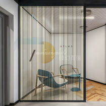 Black gold brushed glass film Clip wire sticker Door and window silk film Irregular stripe partition explosion-proof decorative film