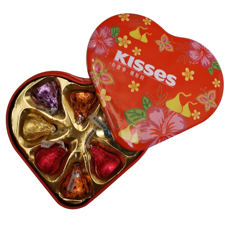 Hersheys Kiss Milk Chocolate 8 heart-shaped iron box wedding candy gift box