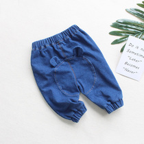 Baby casual pants 2021 new boys big pp pants plus velvet baby Autumn and Winter soft jeans girls long pants tide