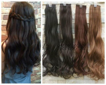 Simulation hair two clip no trace thick wig piece female 2 card pear flower long curly hair piece can be hot straight big wave hair piece