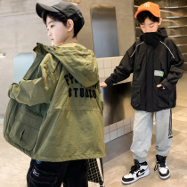 Tide brand Boy autumn winter coat 2021 new foreign atmosphere children Korean boy plus velvet jacket jacket