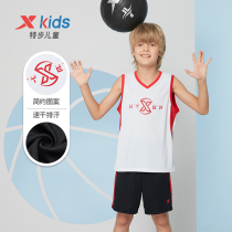 Special step childrens clothing boy set 2021 summer new childrens short sleeve middle child thin Sports Basketball 2 sets