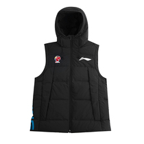 Li Ning Down Waistcoat Basketball Series Mens Winter Clothing Tandem Hat Warm Duck Suede Vest Windproof Sportswear