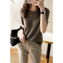 Laughs Culvert Penthouse Slim wool cashmere sleeve head short sleeve loose early autumn knitted sweatshirt blouse ZYU360130AG