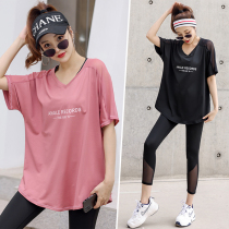 Sportswear suit gym loose large-yard speed dry professional yoga dress running morning short sleeve summer new