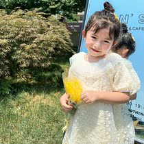 Girls embroidery flower lace dress 2021 summer new Korean version of the foreign baby girl fairy fairy princess dress